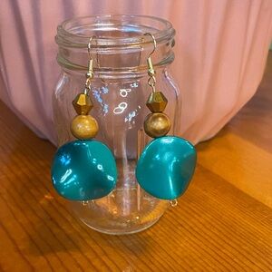 Hand Crafted Turquoise and Gold Earrings